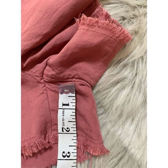 Aerie Lace Up Distressed Frayed Beach Shorts Mauve Medium - Picture 7 of 8